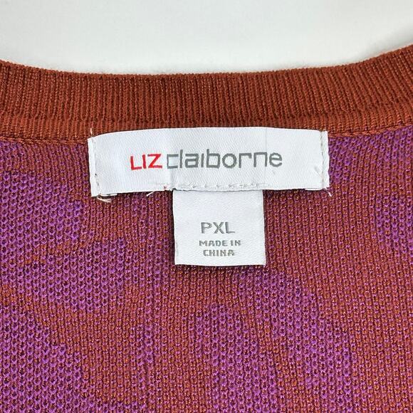 NWT Liz Claiborne Floral V-Neck Button Up Cardigan Sweater Womens Petite Sz PXL - Picture 7 of 10
